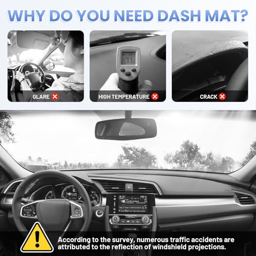 Sunsdrew Dash Cover for 2016-2021 Honda Civic Dashboard Cover Mat - size: 16-21 Honda Civic Dash Cover