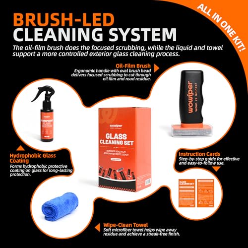 Windshield Glass Coating Kit, 100g Glass Prep Cleaner + 100ml Rain Repellent Spray, Hydrophobic Water Beading Protection, Removes Light Oil Film and Road Grime
