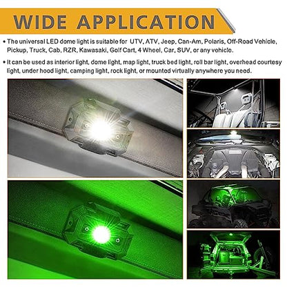 UTV Dome Light with Switch, Rfroad Lighting Universal Roll Bar Mount LED Lights Roll Cage Map Light Interior Lights for UTV ATV Golf Cart Trucks Bed RZR Polaris Off-Road - White/Green - color: Green and white