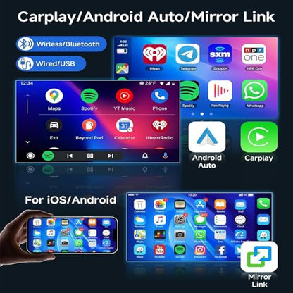 PHEZEN 7 inch Touchscreen Car Stereo for Dodge Dakota 2005-2011, Android 13 Double Din Car Radio with Carplay & Android Auto in-Dash Navigation BT Mirror Link WiFi Backup Camera 2+32G - style: 2+32GB