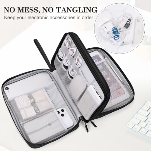 FYY Electronic Organizer, Travel Tech Pouch Bag, Extra Large, Black - color: Black, size: 10.8 x 8 x 3.15 inches