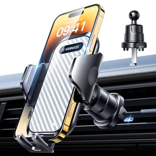 VANMASS Phone Holders for Your Car Ultimate Military-Grade Car Phone Holder Mount【Patent & Safety Certs】Upgraded Shockproof Truck Air Vent Phone Mount for iPhone 17 Pro Max 16 Samsung Android,Silvery - color: Silver