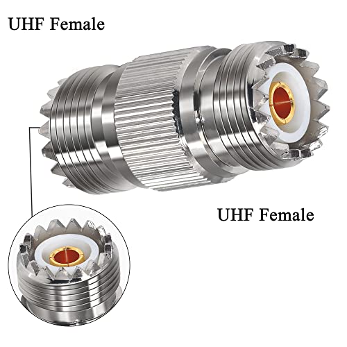 TUOLNK 2PCS SO239 Coax Connector UHF Female Coupler Gender Changers, PL259 Female to Female Barrel Coaxial Adapter Accessories for CB Radio, Antenna Cable