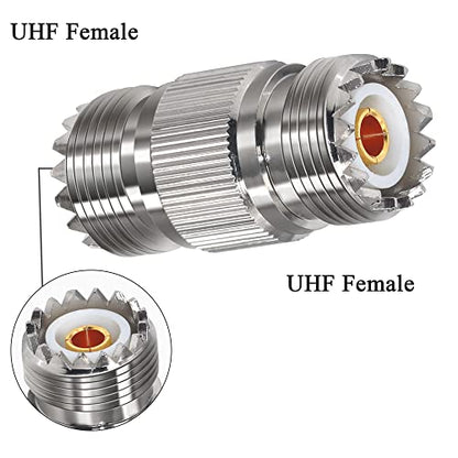 TUOLNK 2PCS SO239 Coax Connector UHF Female Coupler Gender Changers, PL259 Female to Female Barrel Coaxial Adapter Accessories for CB Radio, Antenna Cable