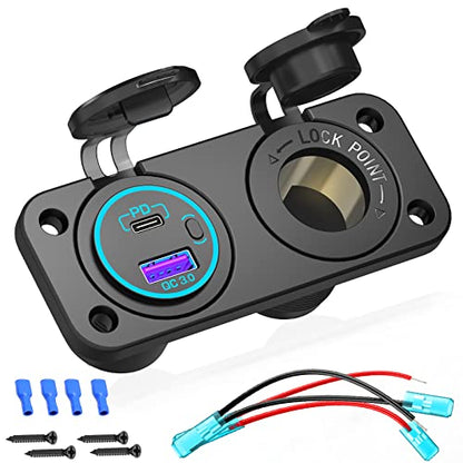 12V USB Outlet Marine Switch Panel Plug Quick Charge 3.0 & PD 3.0