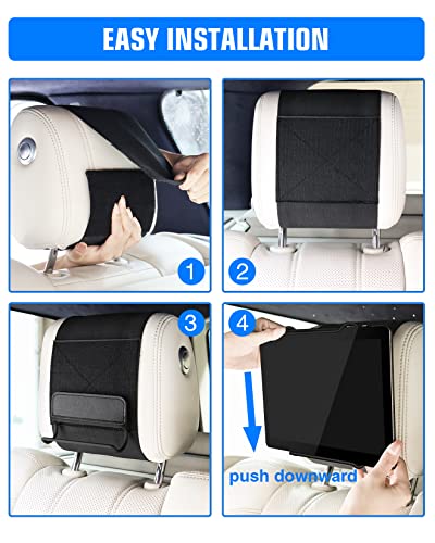 WONNIE Upgrade Tablet Holder for Car, Car Headrest Mount Holder for Back Seat, Car Tablet Mount for Kids with Silicone Strap & Anti-Slip Holding Clamps, Fits All 10-12.9" Tablets - size: 1 Pack- fits 10-12.9" tablet