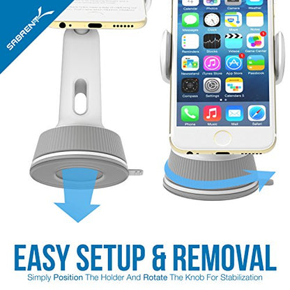 Sabrent Universal Car Window/Dash Mount Holder for Most Smartphones Devices [White] (CM-SPHW)