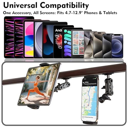 Tablet Holder For Car Mount Dashboard Aluminum Heavy Duty Drill Base 360° Rotating Mount for Trucks Dashboard Cars and Commercial Vehicles,Boat,Wall Compatible with 4.7～12.9 inch Tablets/Phone