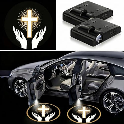 2Pcs Car Door Lights Projector,Tiara Heart Wireless Welcome Shadow Lamp - color: Tiara Heart