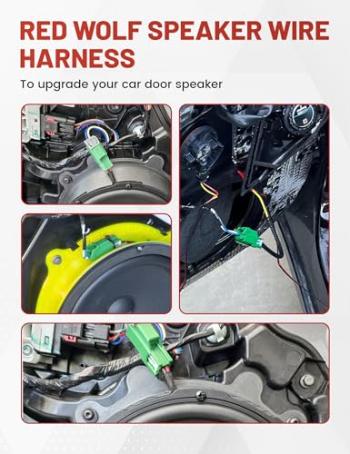 RED WOLF Front Door Speaker Harness for 2018-2023 Tesla Model 3, 2020-2022 Model Y Replace OE #1079744-00-C Door Sound for Standard Premium Woofer Install Aftermarket Audio Wiring Harness 2 PCS