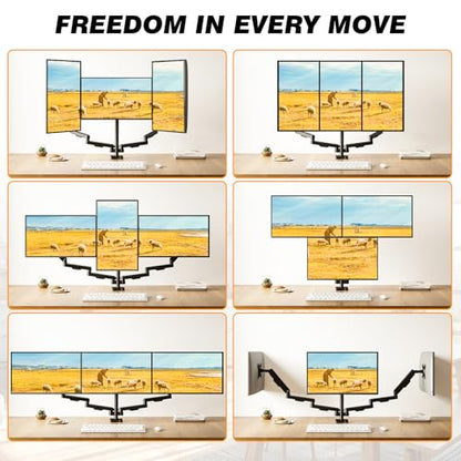 TVON Triple Monitor Stand & Monitor Arm Desk Mount up to 32 Inches - size: Triple Monitor Stand