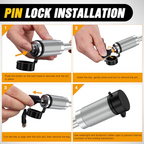 Nilight 1/2" & 5/8" Anti-Theft Lockable Trailer Hitch Lock Pin | Keyed Unique Weatherproof Anti-Theft Lockable Fits 2" 2-1/2" & 1-1/4"Receiver Tow Truck Boat Bike Truck Silver - color: Hitch Lock Pin 1/2" & 5/8" Silver