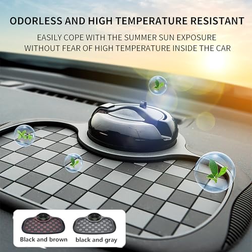 Anti Slip Car Mat Phone Holder,Anti Slip Phone Mat for Car,360° Rotatable - color: Black and Gray