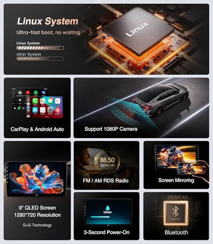 9" Linux CarPlay Car Stereo for Toyota Corolla 2008-2013 (Non-JBL)