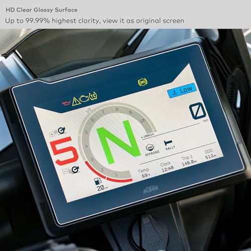 Tempered Glass Screen Protector for (2021-2025) KTM 1290 Super Adventure R/S, (2022-2025) KTM Super Duke GT Motorcycle 7-Inch Instrument Screen 9H Anti Scratch (HD Clear) - color: KTM 1290 Super Adventure R/S (2021+) - 7" - HD Clear