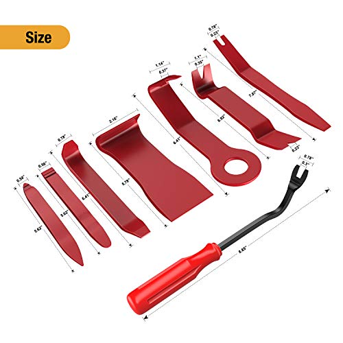 GOOACC 8PCS Auto Trim Scratch Removal Tool Car Audio Dash Panel Window Molding Fastener Remover Tool Kit-Red - color: Red, size: 8PCS Trim Removal