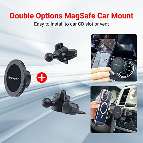PROfezzion Car CD Slot Magnetic Phone Mount Holder for MagSafe iPhones - style: Car CD Slot or Vent