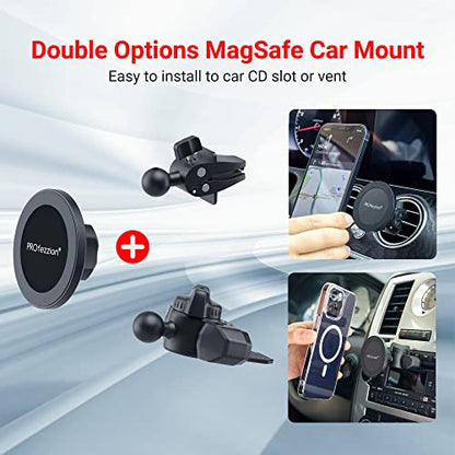 PROfezzion Car CD Slot Magnetic Phone Mount Holder for MagSafe iPhones - style: Car CD Slot or Vent
