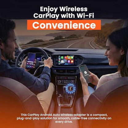 TORVO Mini Wireless CarPlay Adapter for Car Wireless Android Auto, Plug & Play USB-A/USB-C, 5GHz WiFi, OTA Update, CarPlay Adapter for iPhone, Wireless Car Play Dongle Compatible with 99% Cars