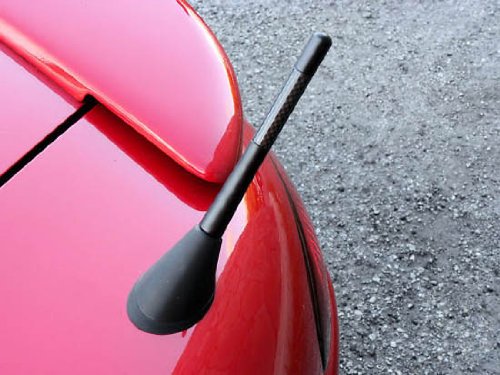 iJDMTOY Universal Fit 5-Inch 13mm Glossy Black Real Carbon Fiber Short Aluminum Antenna Topper Compatible with Car SUV Truck