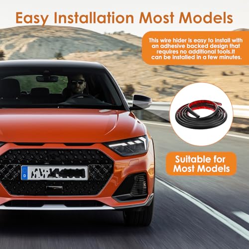 9.84 Ft Windshield Wire Hider for Car - Black PVC Side Opening Cable Cover to Hide Wires on Roof Rack, Light Bar, Dome Light & More - Universal Car Wire Hider - size: 9.84 Ft