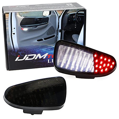 iJDMTOY Smoked Lens 45-LED Red/White Side Door Courtesy Light Assemblies Compatible with Ford 1997-2003 F150, 1997-1999 F250 Light Duty, Replace OEM Clear/Red Lens Lamps - style: Smoked Lens