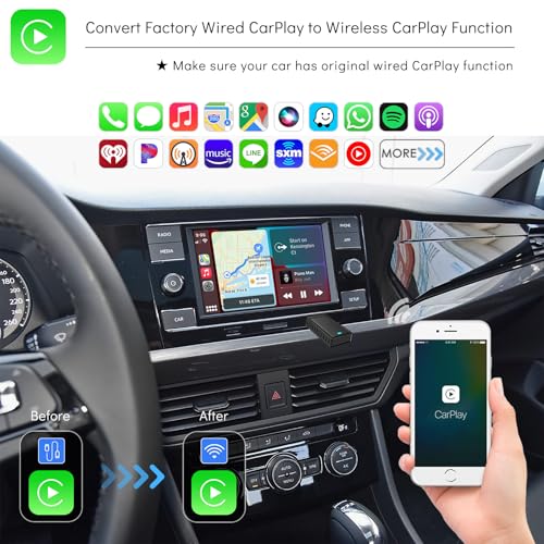 2IN1 Wireless CarPlay Android Auto Adapter for Apple iPhone ＆ Android (2025-2026 Upgrade), Convert Original Wired to Wireless CarPlay Adapter USB Dongle, Plug & Play, Fast Stable Connection