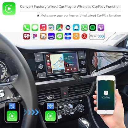2IN1 Wireless CarPlay Android Auto Adapter for Apple iPhone ＆ Android (2025-2026 Upgrade), Convert Original Wired to Wireless CarPlay Adapter USB Dongle, Plug & Play, Fast Stable Connection