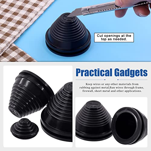 Glarks 26Pcs 6 Sizes Rubber Grommets Assortment Kit, 25mm/30mm/35mm/40mm/50mm/60mm Drill Hole Grommets Wire Protection Firewall Hole Plug for Wire, Plug, Plumbing