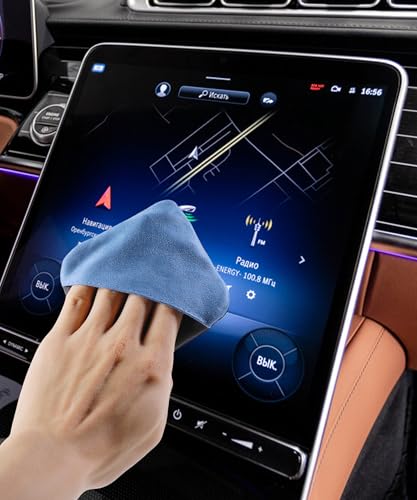 SCUARI Car Screen Cleaner,Touch Screen Cleaner for Car,Car Accessories Car Screen Wipes,Foldable Car Screen Cleaner Cloth,Square Microfiber Screen Cleaning Pad,Fits Car Dashboard LCD Display (Blue) - color: Blue