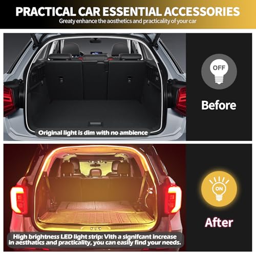 HOLDCY Car Trunk Cargo LED Strip Light, 12V Warm Yellow 3500K, 118.11in - color: Warm Yellow/3500K, size: 118.11 inches