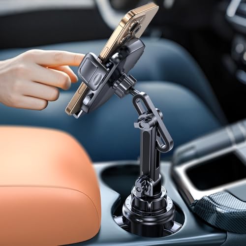 Coolpow Phone Holders for Your Car Cupholder【Ultra Stable & Never Shake】Cup Holder Phone Holder for Car Phone Holder Cup Holder Phone Mount for iPhone 17 16 Galaxy S25 Ultra and All 4"-7" Smartphones
