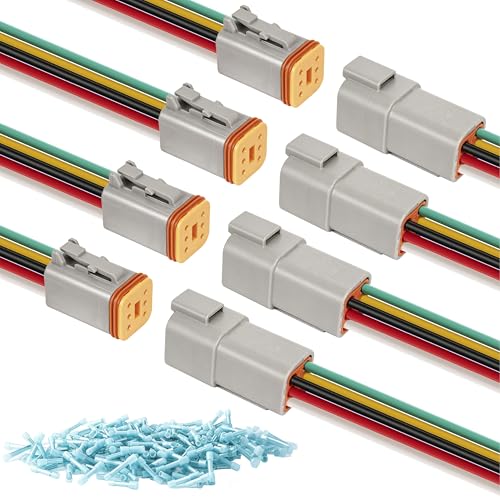 Deutsch DT 6 Pin Grey Male Female Wiring Harness Connector 4 Kits, 16 AWG - color: 4 Sets-Grey, size: 6Pin