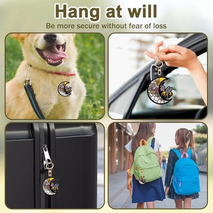 Bee Leather Keychain Case Holder,GPS Tacker With Keychain Ring,Stained Glass Style Access Card Scratch-Resistant,Finders Accessories For Pets, Luggage, Wallet, Backpacks - color: Bee