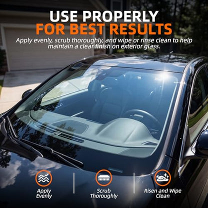 Windshield Glass Coating Kit, 100g Glass Prep Cleaner + 100ml Rain Repellent Spray, Hydrophobic Water Beading Protection, Removes Light Oil Film and Road Grime