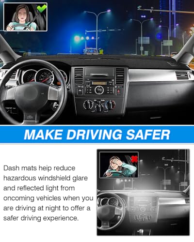 Cartist Custom Fit for Dash Cover Nissan Versa Tiida C11 2007 2008 2009 2010 2011 Dashboard Cover Mat Anti-Slip Pad Carpet Sunshield Protector - size: Nissan Versa Tiida C11 2007-2011