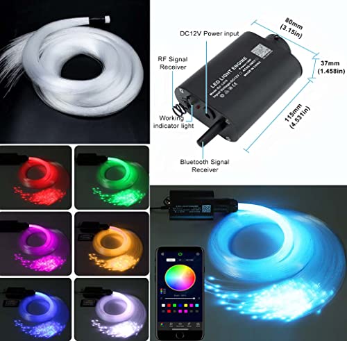 AZIMOM 16W 450pcs 0.03in 6.5ft Sound Activate Starlight Headliner Kit End Glow Fiber Strands, Fiber Optic Starlight Light Music Mode Remote APP Control Car Use Home Headliner Lighting Decoration - size: 450pcs*0.03in*6.5ft