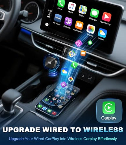 Wireless CarPlay Adapter for Apple iPhone, Converts Factory Wired CarPlay to Wireless, USB-C CarPlay Dongle with Plug & Play Auto-Reconnect, for Cars with Wired CarPlay, iOS 10+