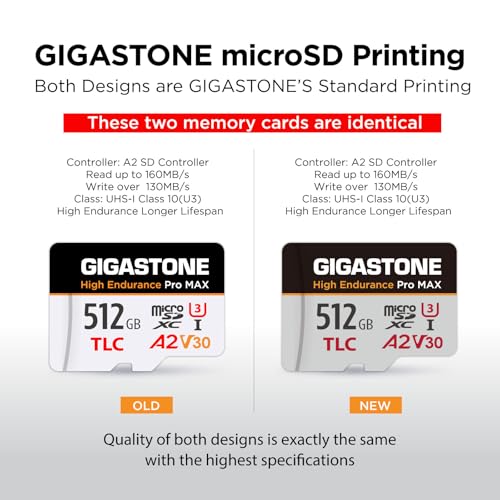 [5-Yrs Free Data Recovery] GIGASTONE 512GB Micro SD Card, TLC High Endurance Pro MAX, Speed Up to 180/150 MB/s, Compatible with REDTIGER Rove VIOFO VANTRUE PRUVEEO Dash Cam, MicroSDXC UHS-I A2 V30 U3 - color: 512GB High Endurance Pro MAX 1-Pack