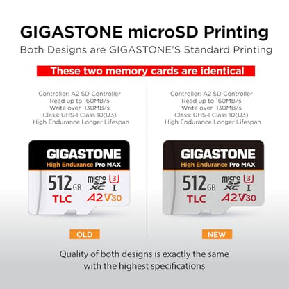 [5-Yrs Free Data Recovery] GIGASTONE 512GB Micro SD Card, TLC High Endurance Pro MAX, Speed Up to 180/150 MB/s, Compatible with REDTIGER Rove VIOFO VANTRUE PRUVEEO Dash Cam, MicroSDXC UHS-I A2 V30 U3 - color: 512GB High Endurance Pro MAX 1-Pack