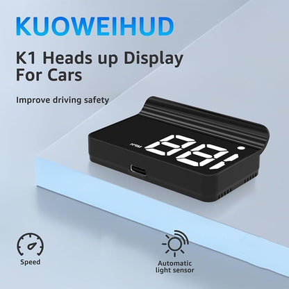 Heads up Display for Cars, Car HUD, GPS Speedometer,Head up Display for Car - color: White