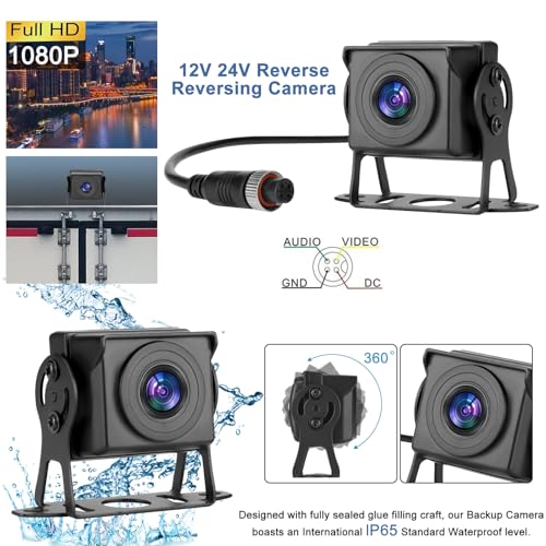 Dual RV Backup Camera with 7 Inch Monitor, AHD 1080P, 2 Channel, DIY Guide Lines 150 Degree Wide View Angel Wired Reverse Rear View Camera for Truck Car Trailer Camper Tractor - size: 7''+ 2 Camera