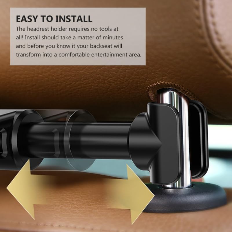 OSALADI Car Headrest Tablet Mount Adjustable Phone Stand for Back Seat Car Seat Headrest Holder for Tablets and Phones 360 Rotation Mobile Holder Tool Free Install