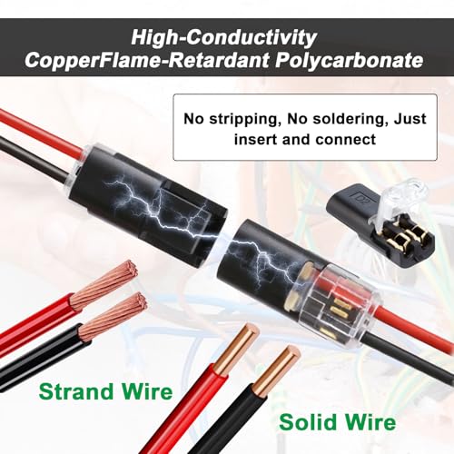 30Pcs Double Wire Plug in Connectors, Quick Connect Wire Connector 18-22AWG - size: 30 Pack