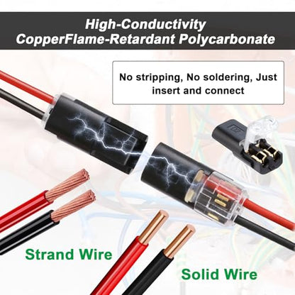 30Pcs Double Wire Plug in Connectors, Quick Connect Wire Connector 18-22AWG - size: 30 Pack