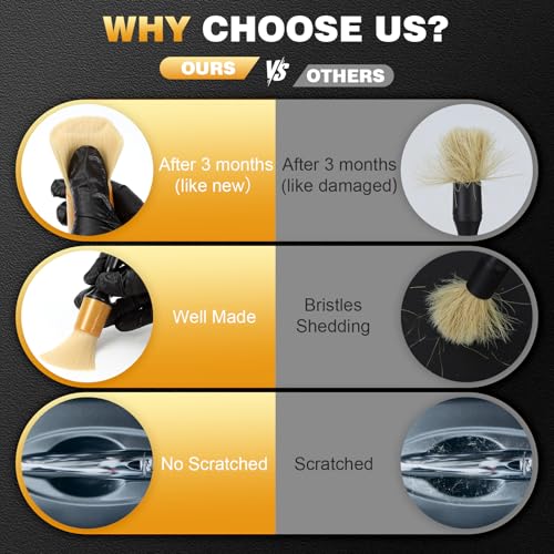 MVEQRRN 7PCS Car Detailing Brush Set,Boars Hair Detail Brush Kit(Gold) - color: 7PCS detailing brush gold