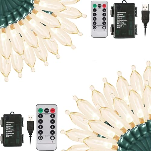 Tcamp 2 Pack Christmas Lights Battery Operated with Remote Memory Timer - color: Warm White, size: 33ft 100LED - 2Pack