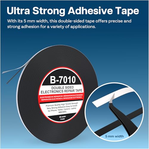 MMOBIEL Double Sided Adhesive Tape 5mm 50m Roll (164ft) Black Ultra Strong Mounting Tape for LCD Screen Repair, Smartphone Tablet Laptop Glass Fix - color: Black, size: 5 mm