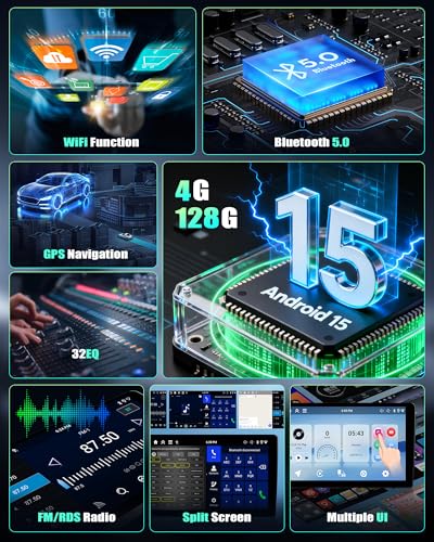 Android 15 4+128G Car Stereo for Dodge Grand Caravan 2010-2020 Chrysler Grand Town/Country 2011-2016 with Wireless Carplay Android Auto,9" Incell Touchscreen 32-EQ Bluetooth 5.0 GPS WiFi SWC+Canbus - color: P3-4+128G