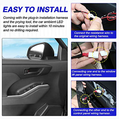 Powerty Compatible with LED Light 2020-2025 2026 Toyota Highlander Accessories Inner Door Handle Bowl Mood Lighting Decorative Interior Lamp 4PCS Blue - size: 20-26 Highlander
